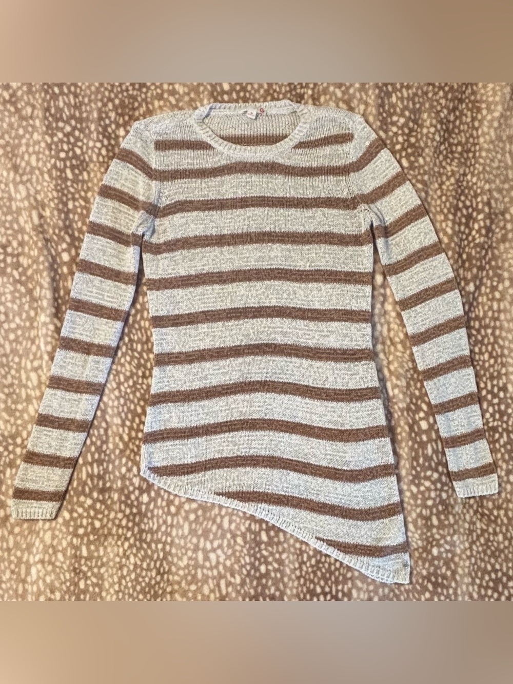 G by Guess Cream Sweater with Brown Stripes